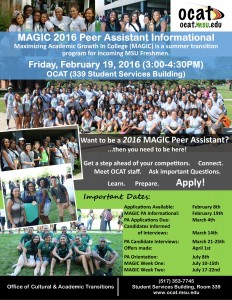 MAGIC PA applications due @ Student Services Building Room 339 (OCAT) | East Lansing | Michigan | United States