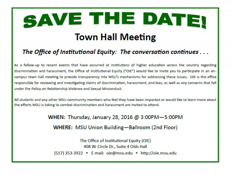 Town Hall Mtg. (Office of Institutional Equity: The conversation continues..)