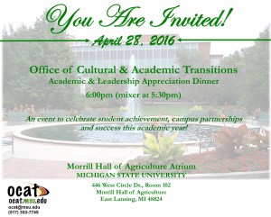OCAT's Academic & Leadership  Appreciation Dinner @ Agricultural Hall Atrium 