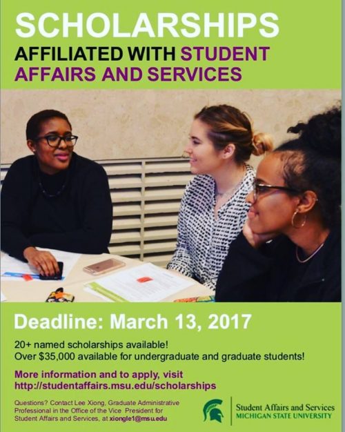 Student Affairs & Services Scholarships DEADLINE!