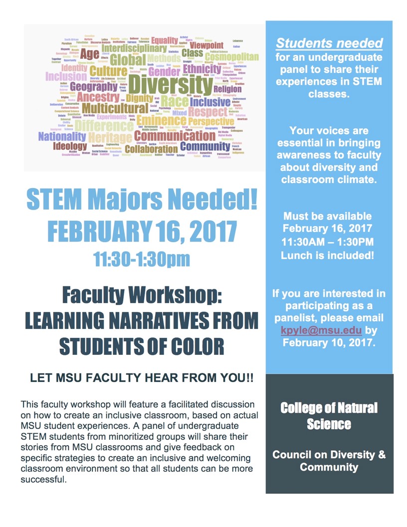 “Learning Narratives From Students of Color” (STEM Majors)