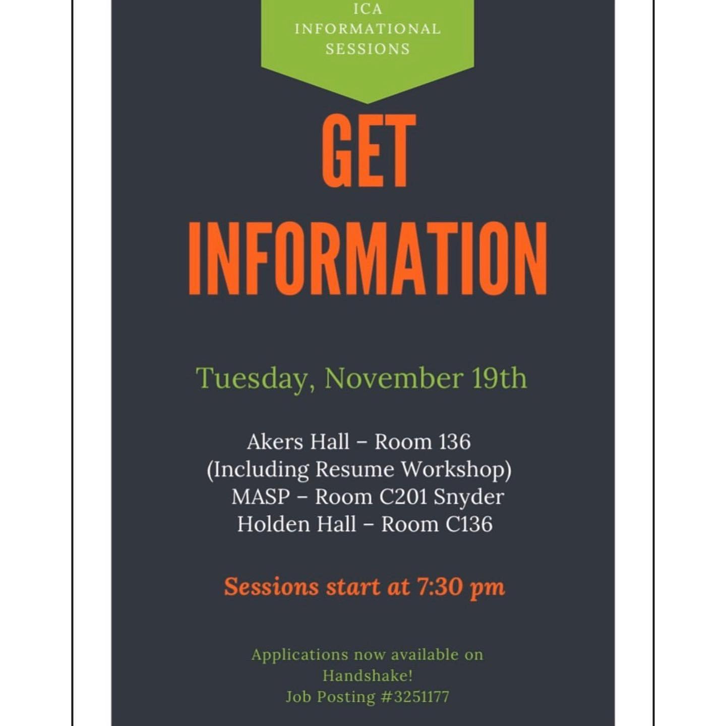 ICA Informational Sessions- Get Information
